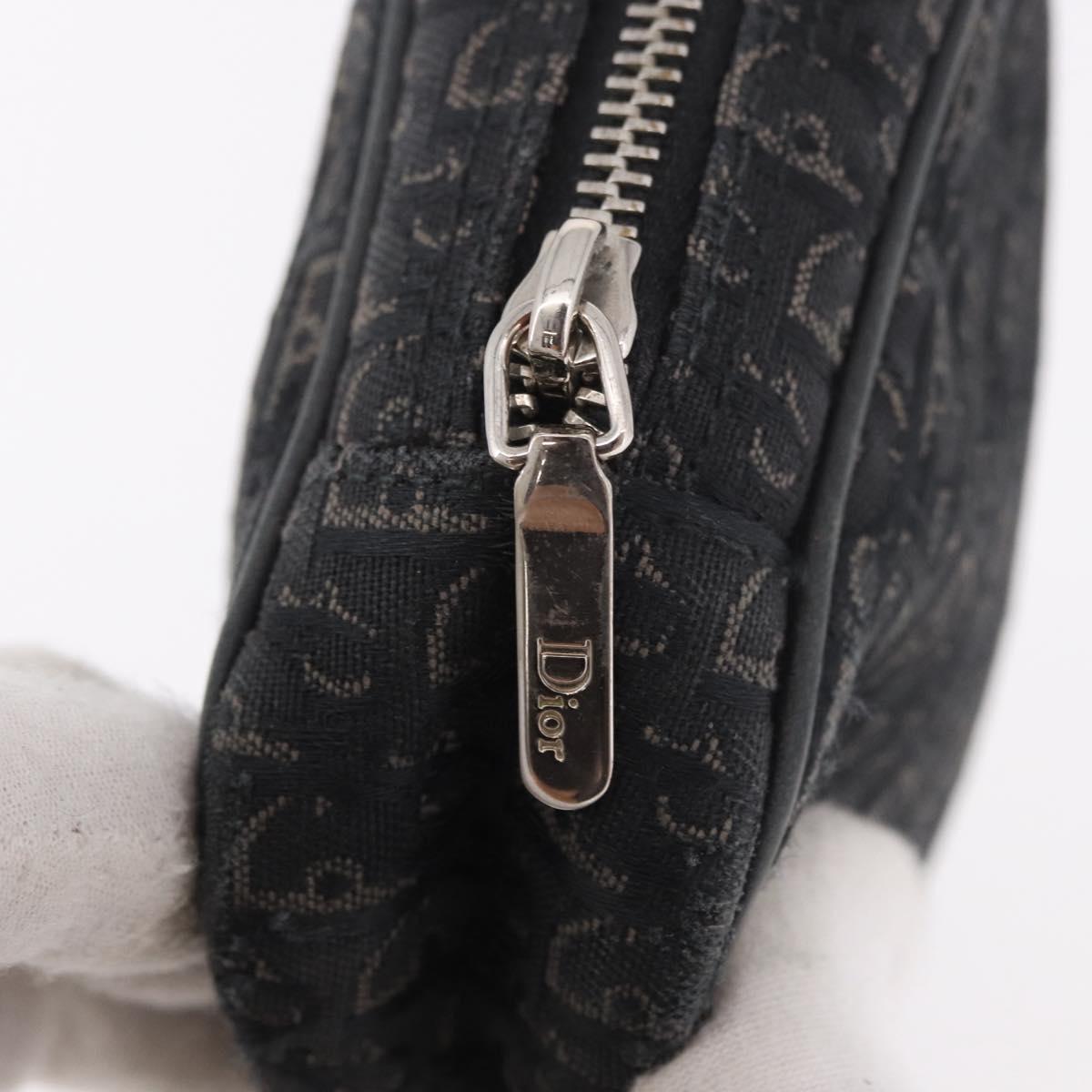 Christian Dior Pouch Trotter Canvas Black Silver Auth bs35809