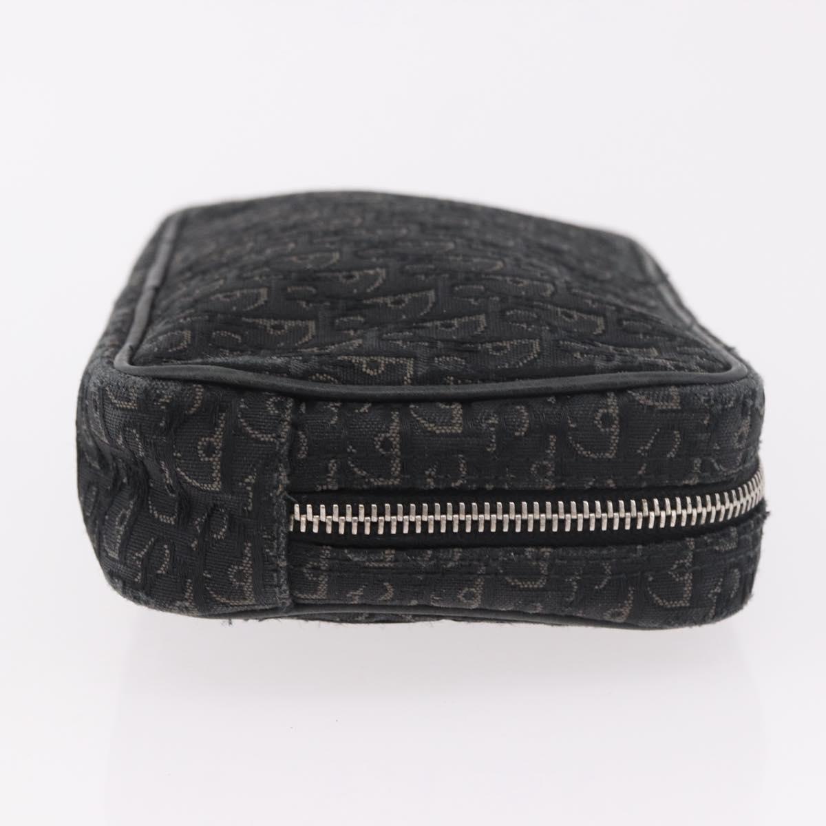 Christian Dior Pouch Trotter Canvas Black Silver Auth bs35809