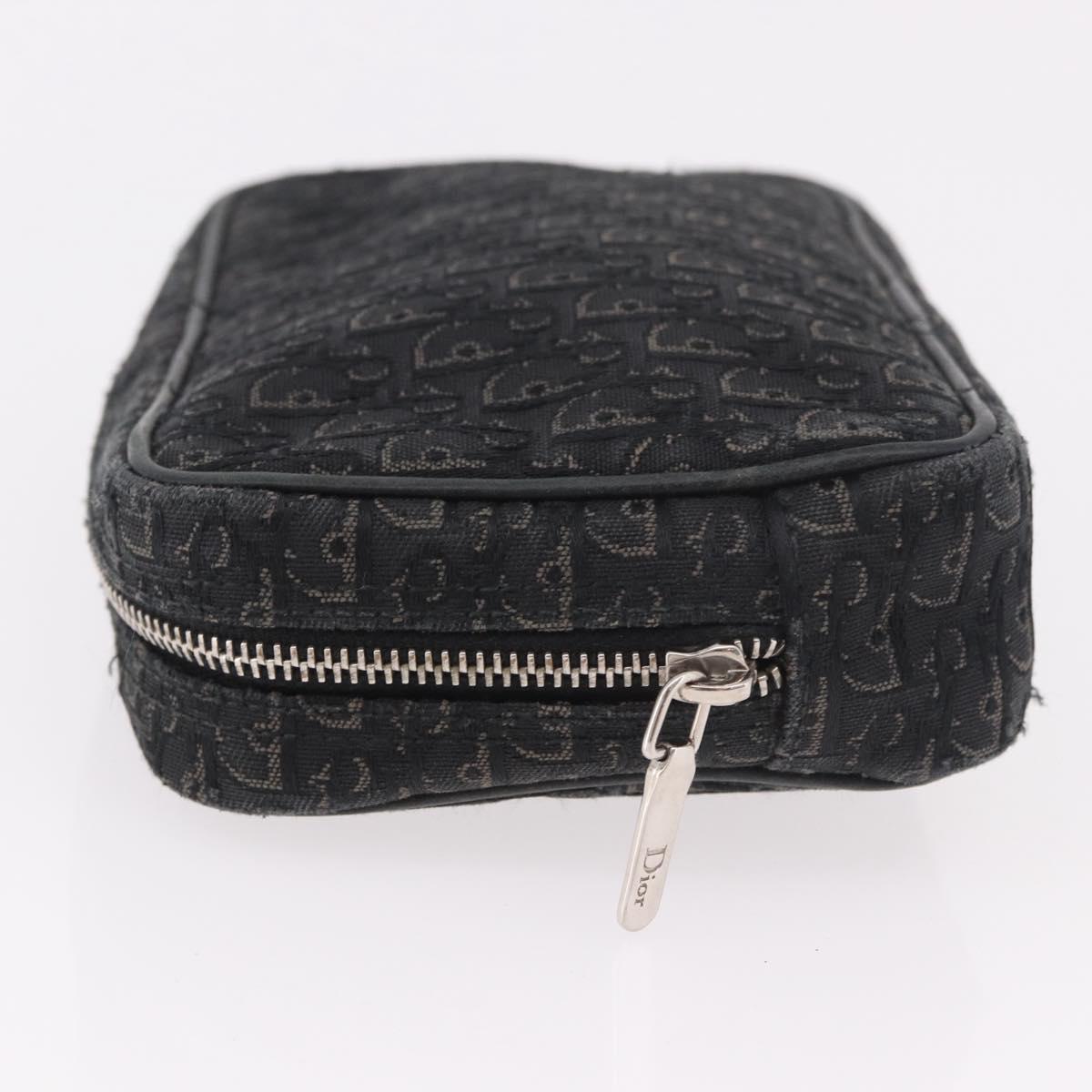 Christian Dior Pouch Trotter Canvas Black Silver Auth bs35809