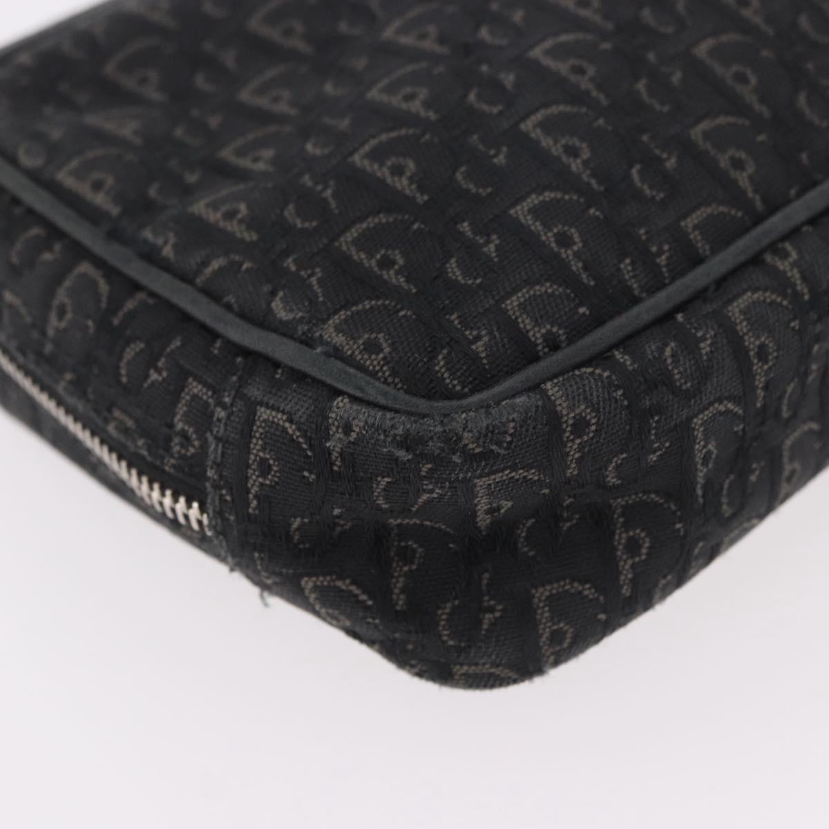 Christian Dior Pouch Trotter Canvas Black Silver Auth bs35809