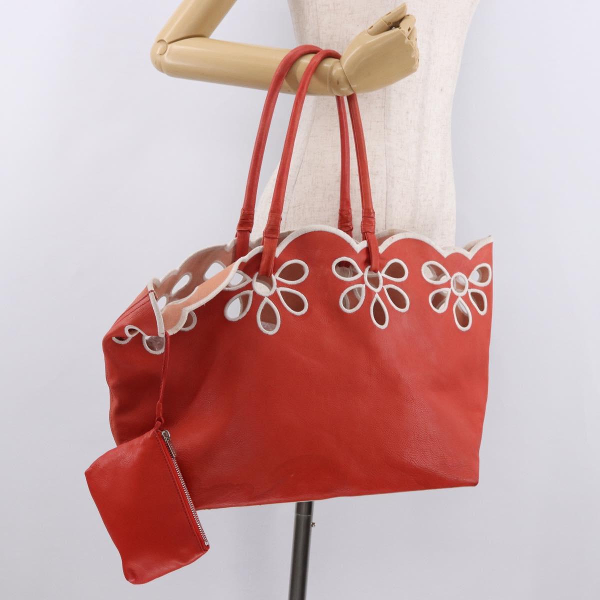 CELINE Tote Bag Leather Orange Auth bs35811A
