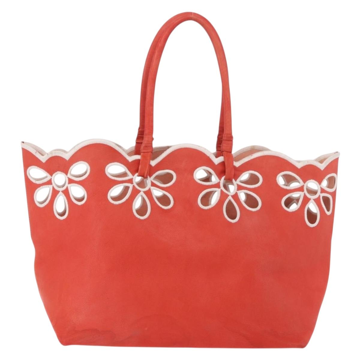 CELINE Tote Bag Leather Orange Auth bs35811A