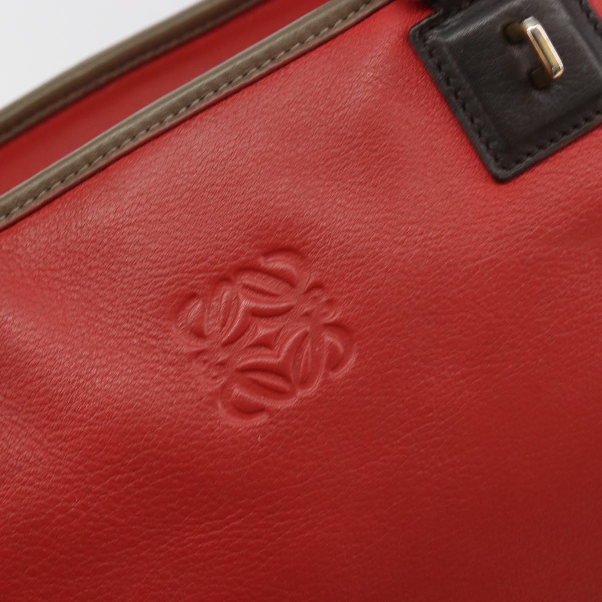 LOEWE Amazona 36 Hand Bag Leather Red Gold Auth bs35812