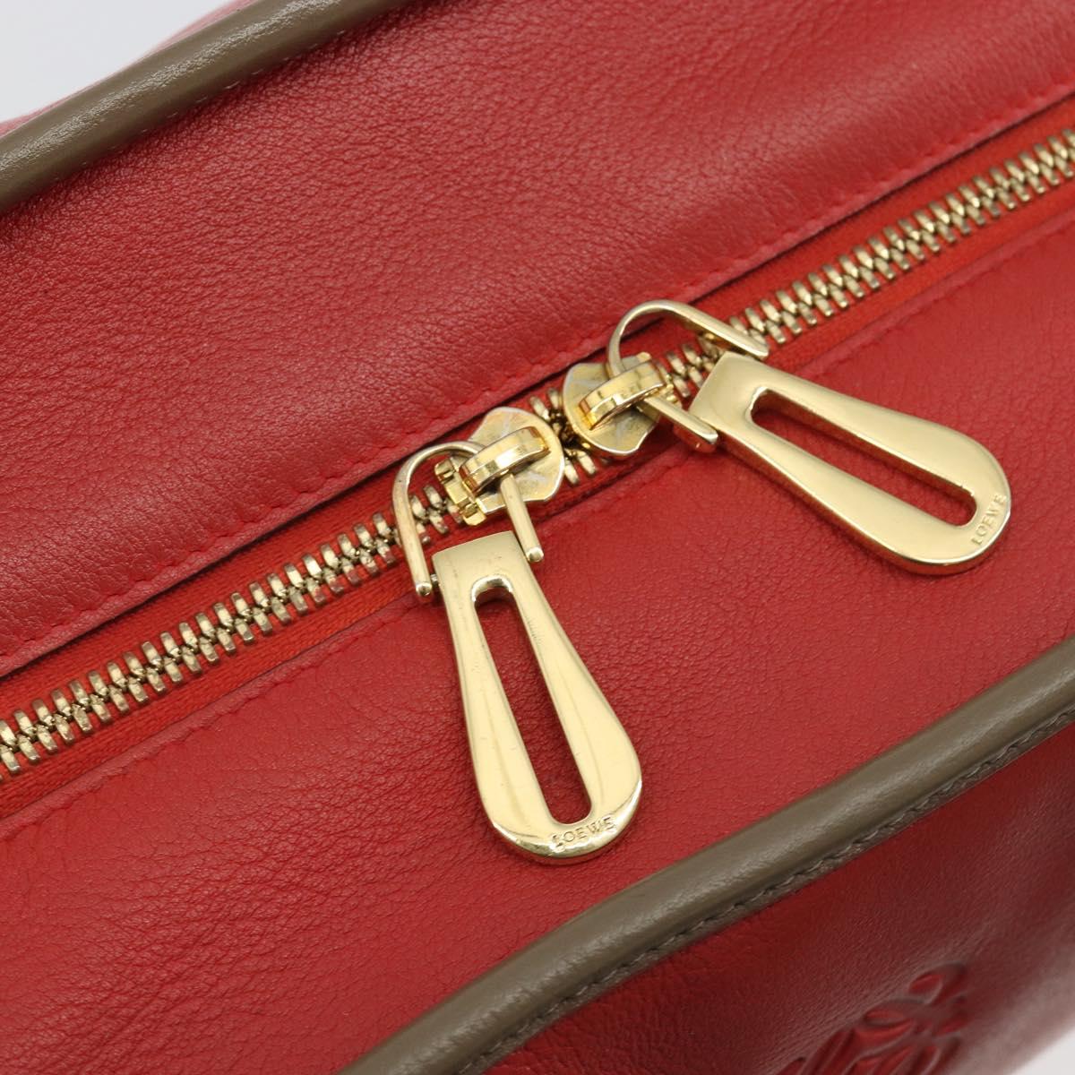 LOEWE Amazona 36 Hand Bag Leather Red Gold Auth bs35812