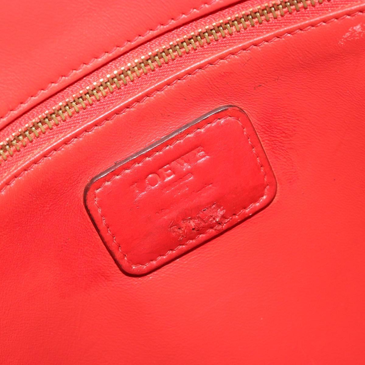 LOEWE Amazona 36 Hand Bag Leather Red Gold Auth bs35812