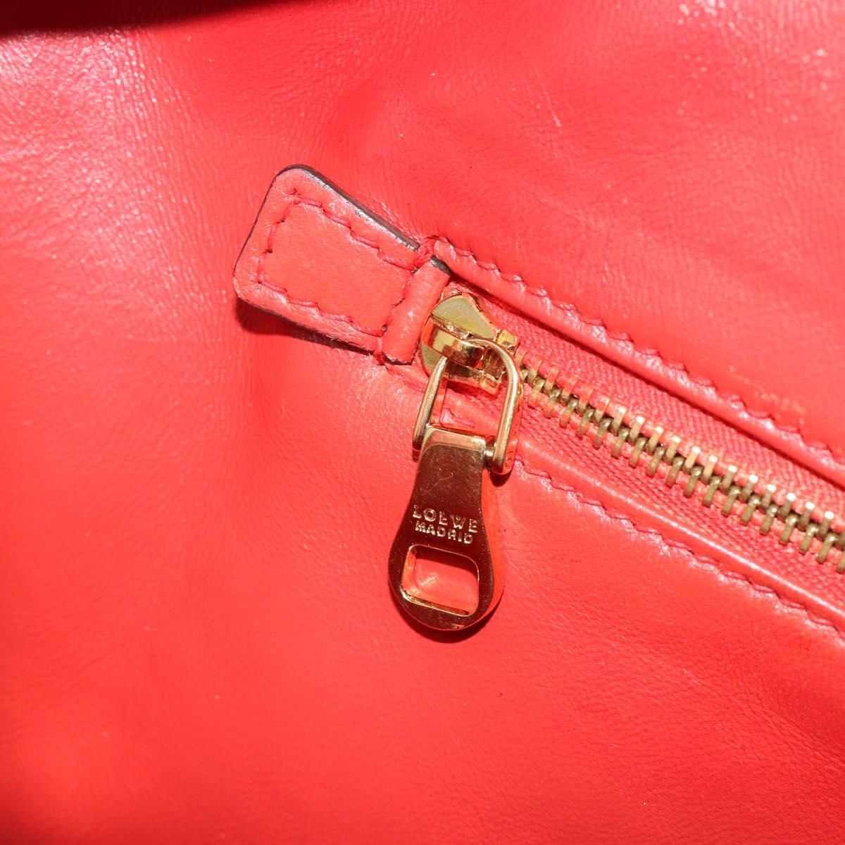 LOEWE Amazona 36 Hand Bag Leather Red Gold Auth bs35812