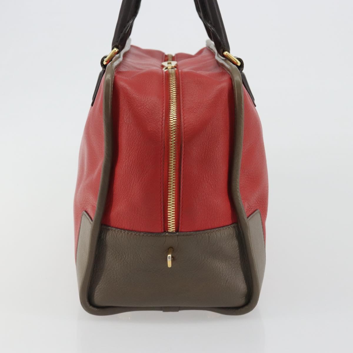 LOEWE Amazona 36 Hand Bag Leather Red Gold Auth bs35812