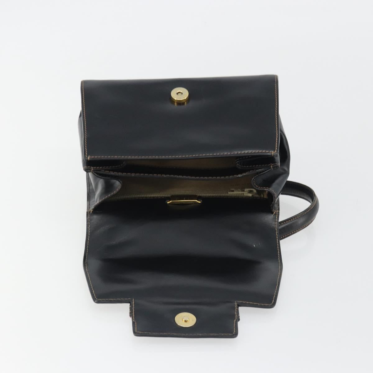 LOEWE Hand Bag Leather Black Auth bs35813A