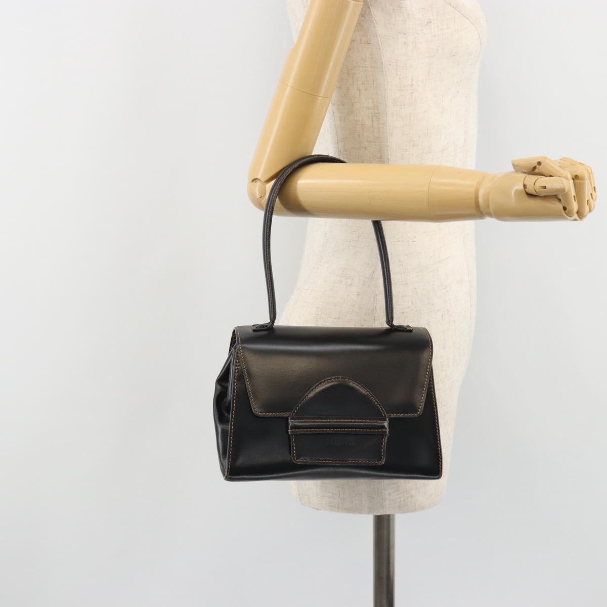 LOEWE Hand Bag Leather Black Auth bs35813A