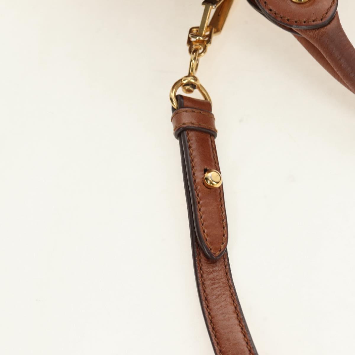 Miu Miu Side Ribbon Hand Bag Leather 2way Brown Gold Auth bs35815V