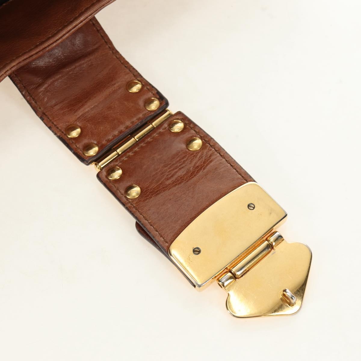 Miu Miu Side Ribbon Hand Bag Leather 2way Brown Gold Auth bs35815V