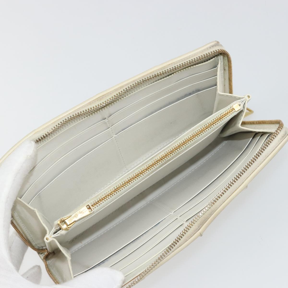 BOTTEGA VENETA MAXI INTRECCIATO Long Wallet Leather White Gold Auth bs35818