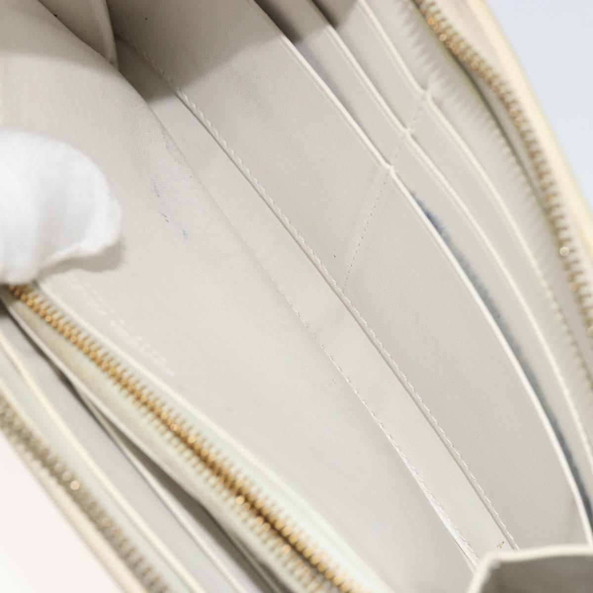 BOTTEGA VENETA MAXI INTRECCIATO Long Wallet Leather White Gold Auth bs35818