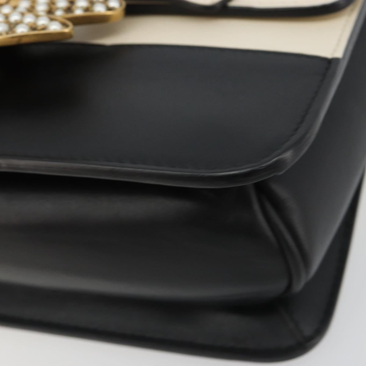 GUCCI Queen Margaret Bee Leather Outlet Black Gold 476542 Auth bs35819V