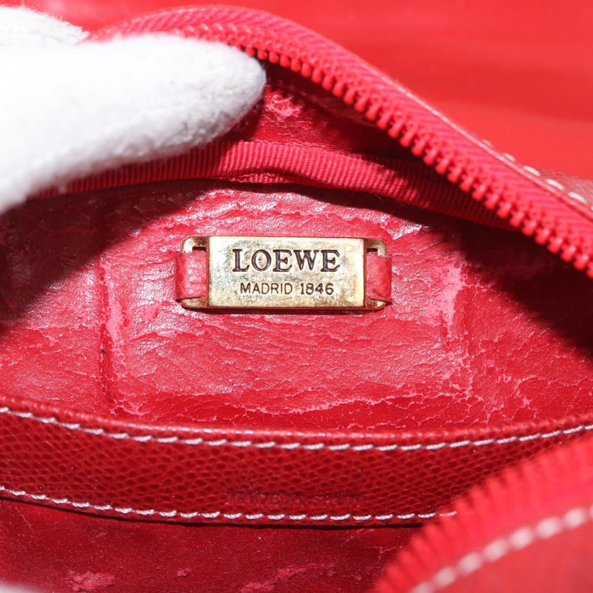 LOEWE Shoulder Bag Leather Red Gold Auth bs35822