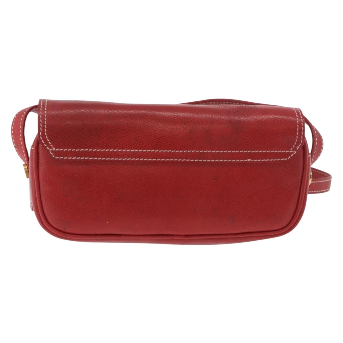 LOEWE Shoulder Bag Leather Red Gold Auth bs35822