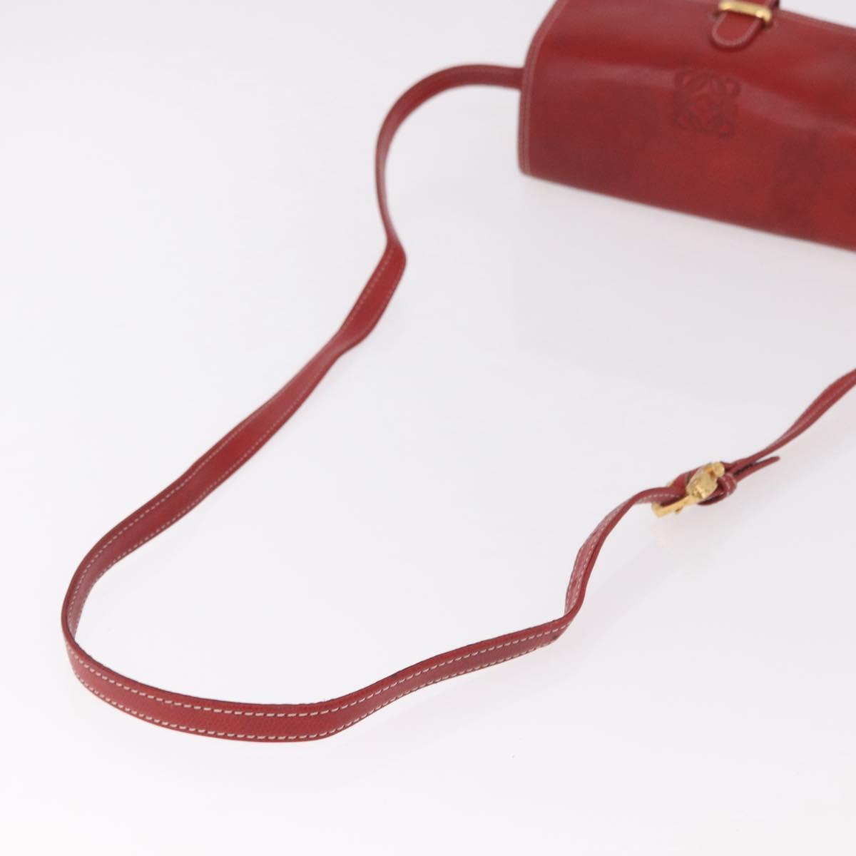 LOEWE Shoulder Bag Leather Red Gold Auth bs35822