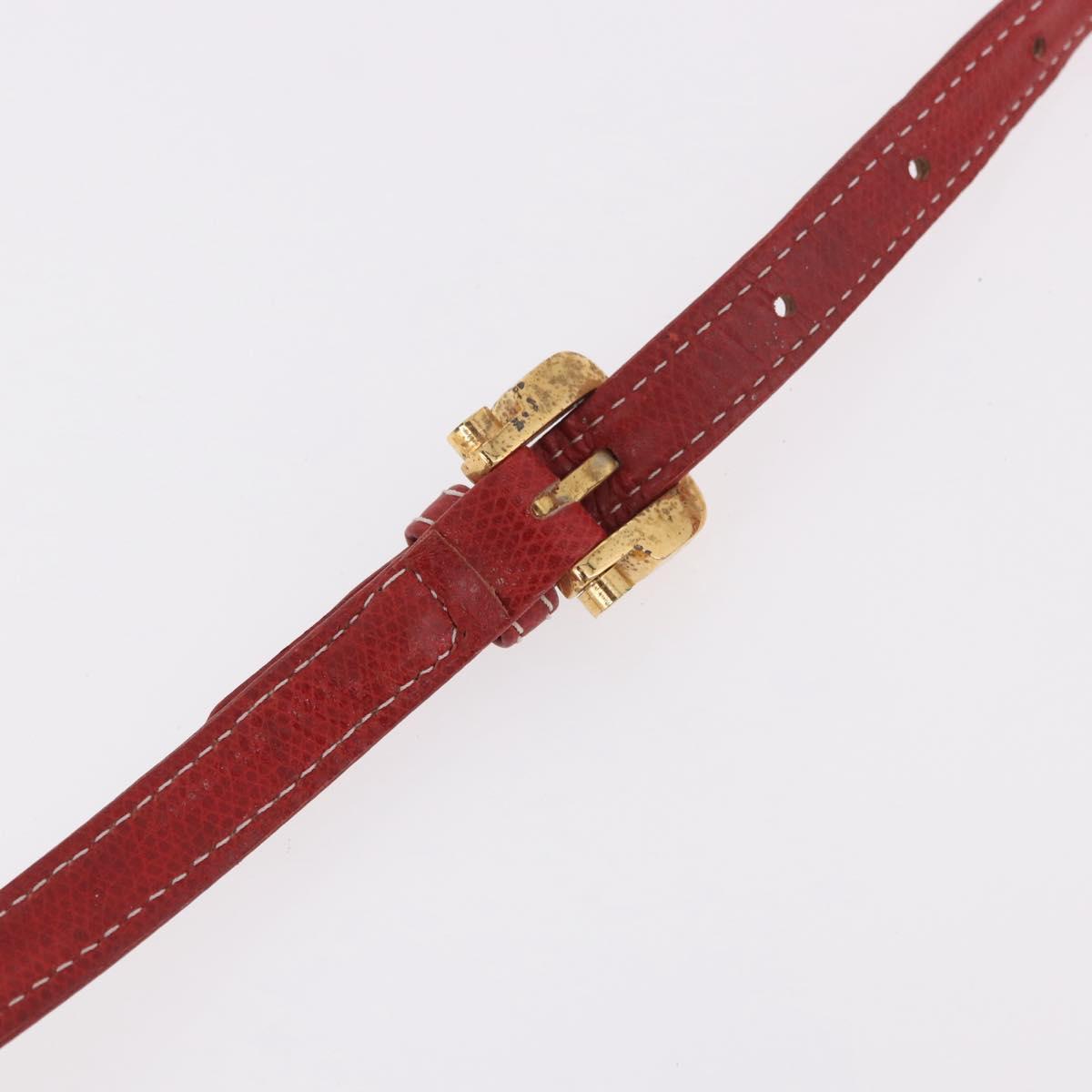 LOEWE Shoulder Bag Leather Red Gold Auth bs35822
