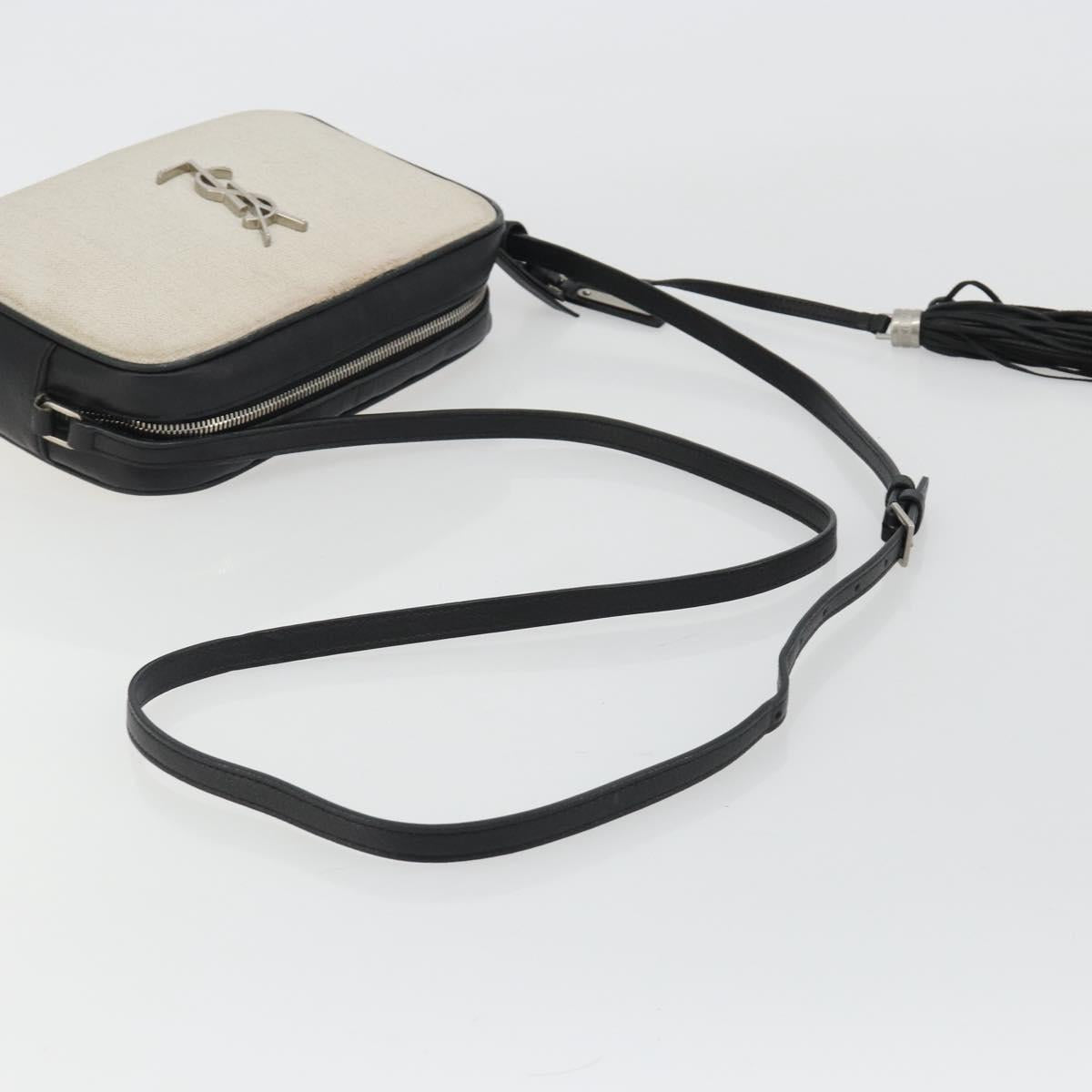SAINT LAURENT Shoulder Bag Canvas Beige Silver 520534 Auth bs35824A