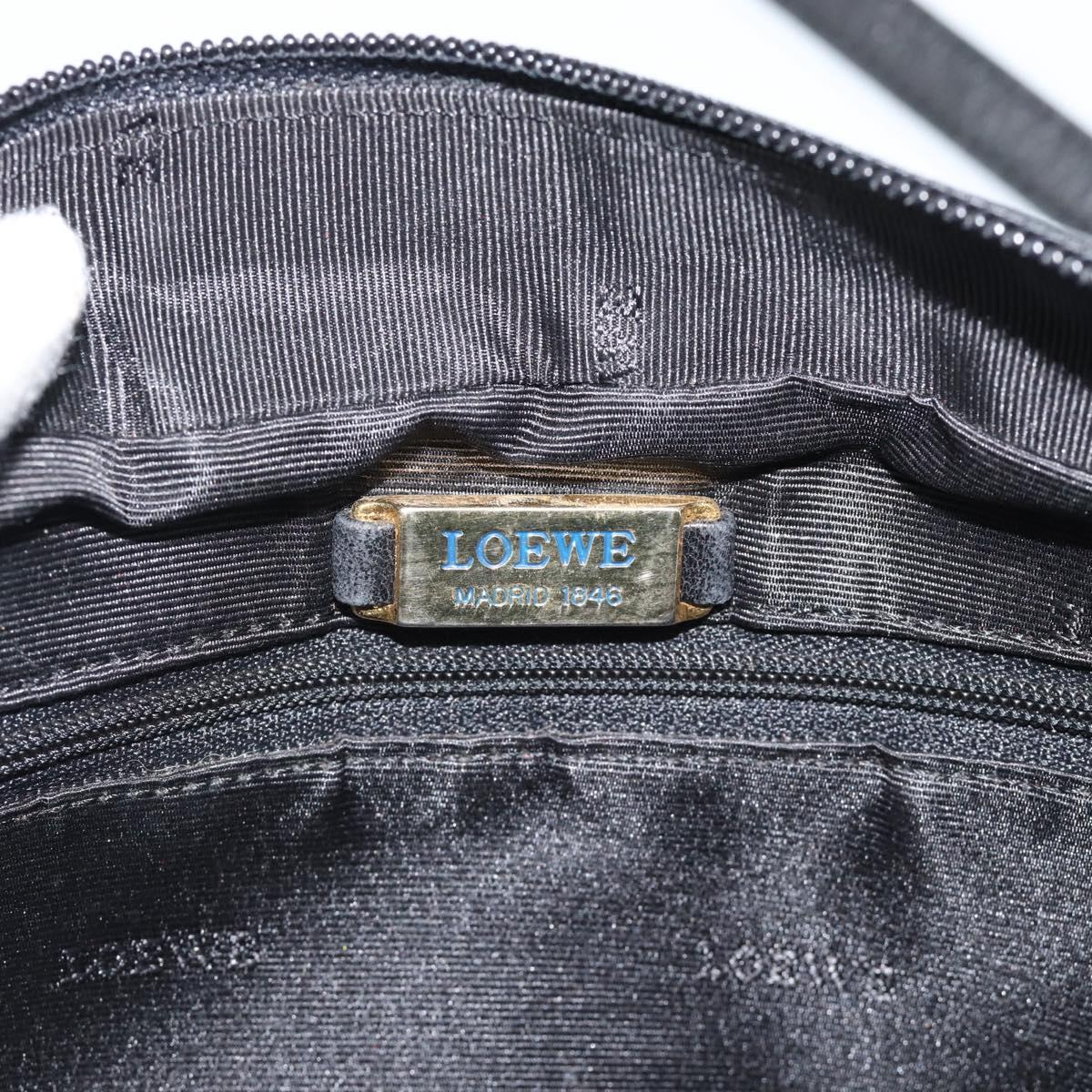 LOEWE Anagram Shoulder Bag Leather Black Gold Auth bs35825