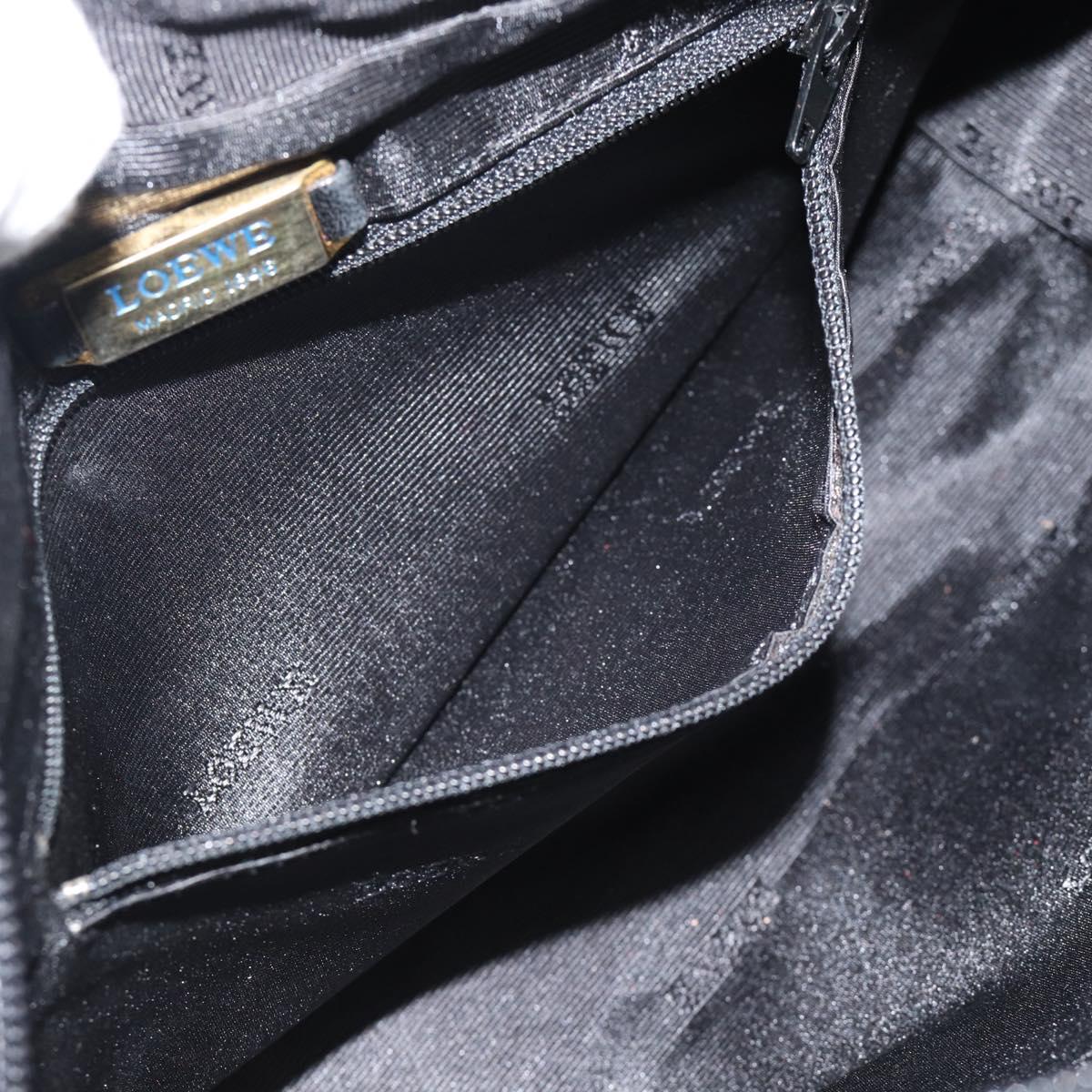 LOEWE Anagram Shoulder Bag Leather Black Gold Auth bs35825