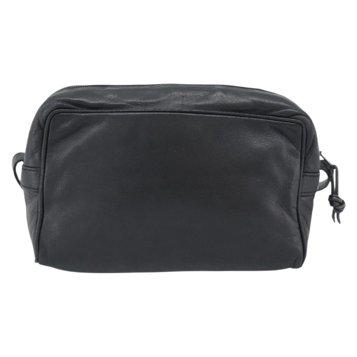LOEWE Anagram Shoulder Bag Leather Black Gold Auth bs35825