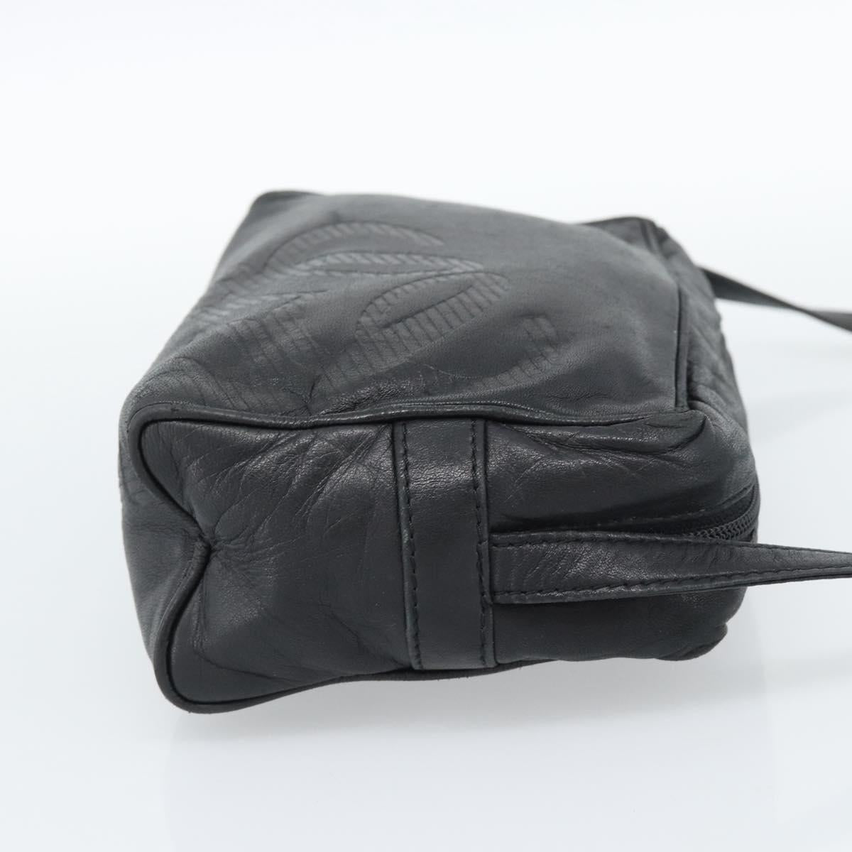 LOEWE Anagram Shoulder Bag Leather Black Gold Auth bs35825
