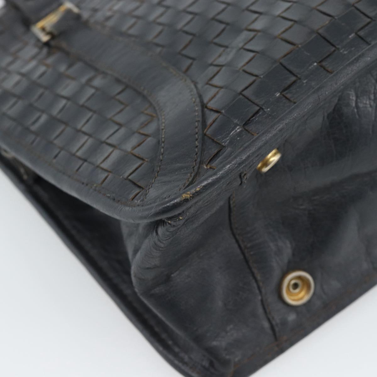 FENDI Shoulder Bag Leather Black Gold Auth bs35826