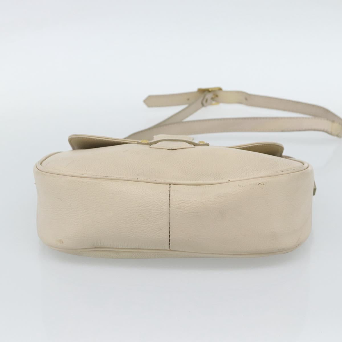 SAINT LAURENT Shoulder Bag Leather Beige Gold Auth bs35833