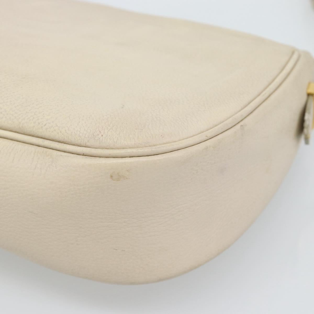 SAINT LAURENT Shoulder Bag Leather Beige Gold Auth bs35833