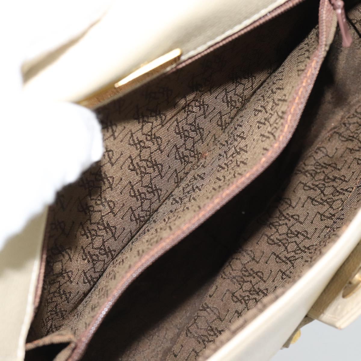 SAINT LAURENT Shoulder Bag Leather Beige Gold Auth bs35833