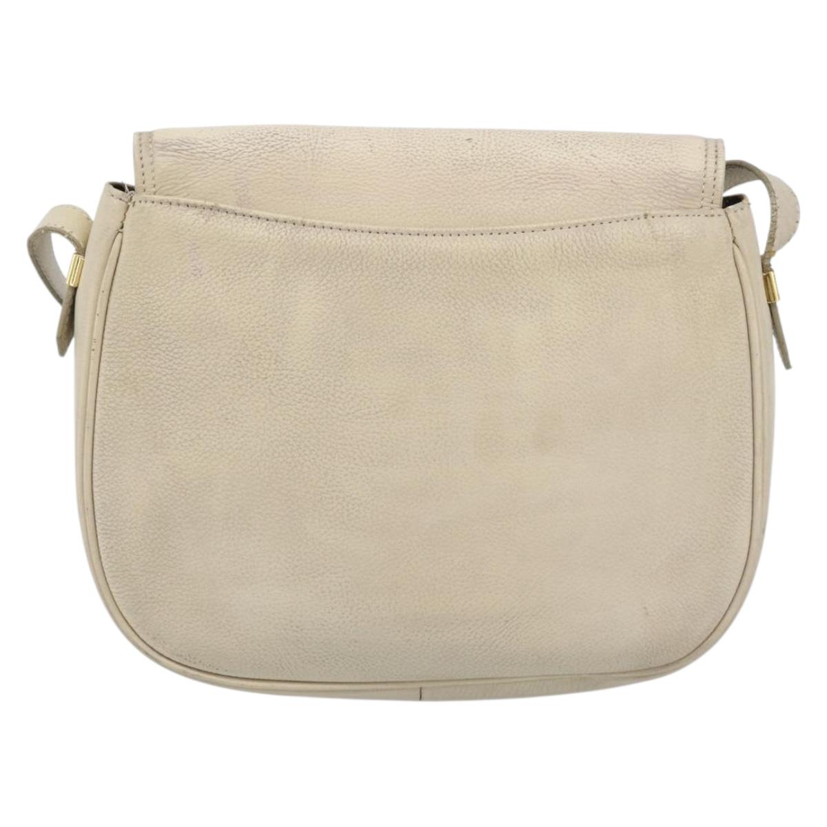 SAINT LAURENT Shoulder Bag Leather Beige Gold Auth bs35833