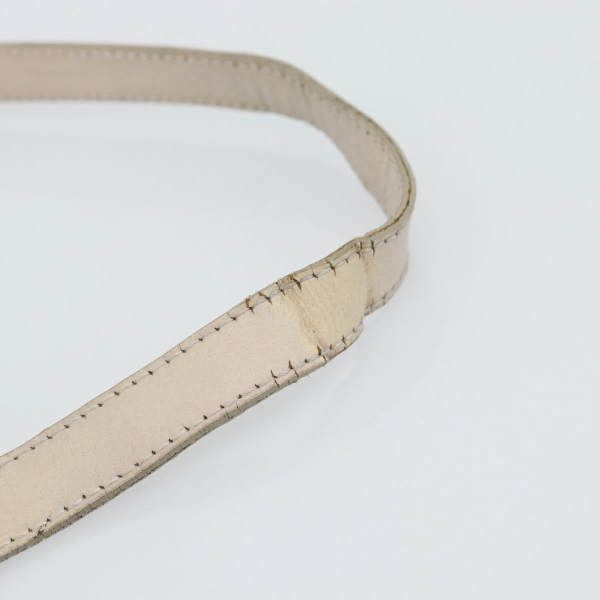 SAINT LAURENT Shoulder Bag Leather Beige Gold Auth bs35833
