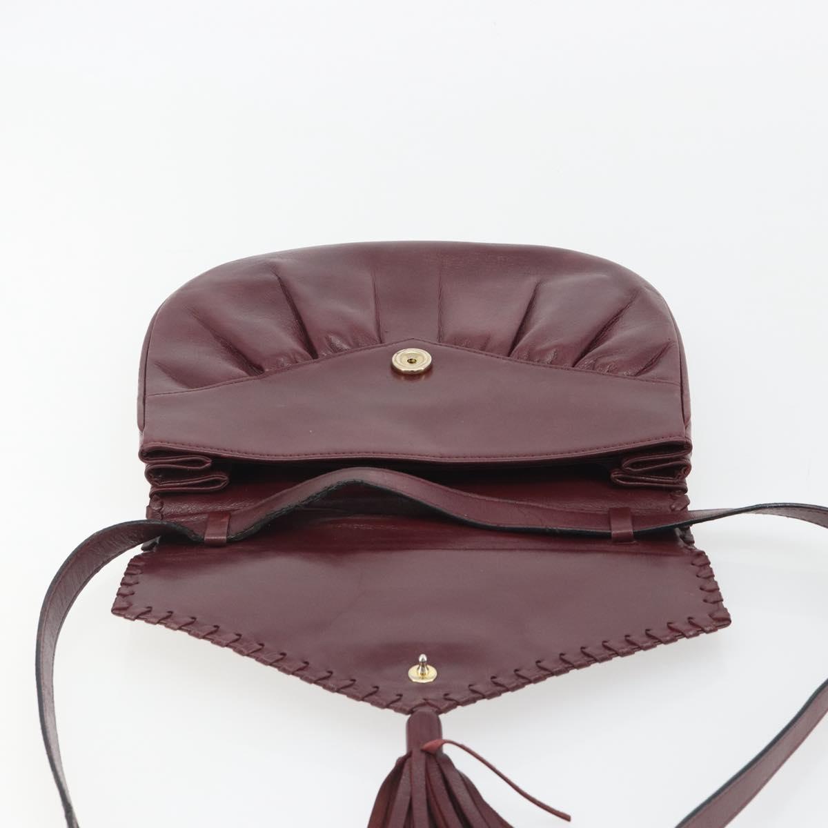 SAINT LAURENT Shoulder Bag Leather Bordeaux Auth bs35835