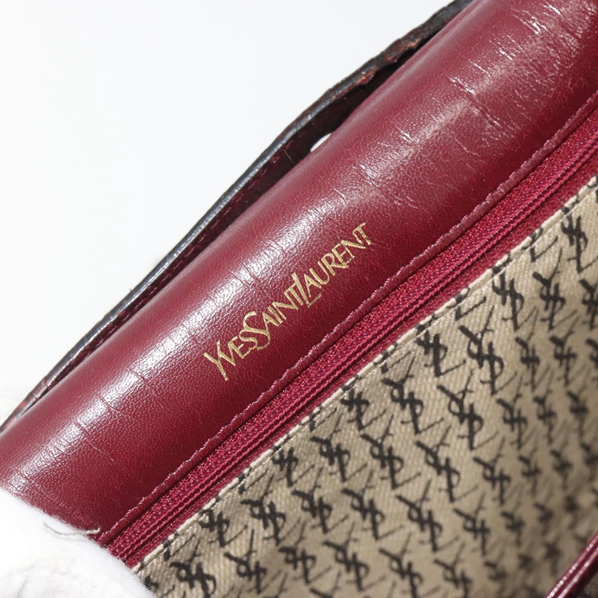SAINT LAURENT Shoulder Bag Leather Bordeaux Auth bs35835