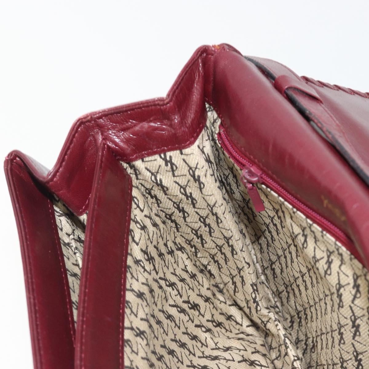 SAINT LAURENT Shoulder Bag Leather Bordeaux Auth bs35835