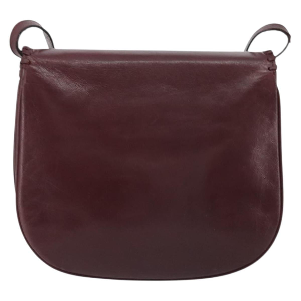 SAINT LAURENT Shoulder Bag Leather Bordeaux Auth bs35835