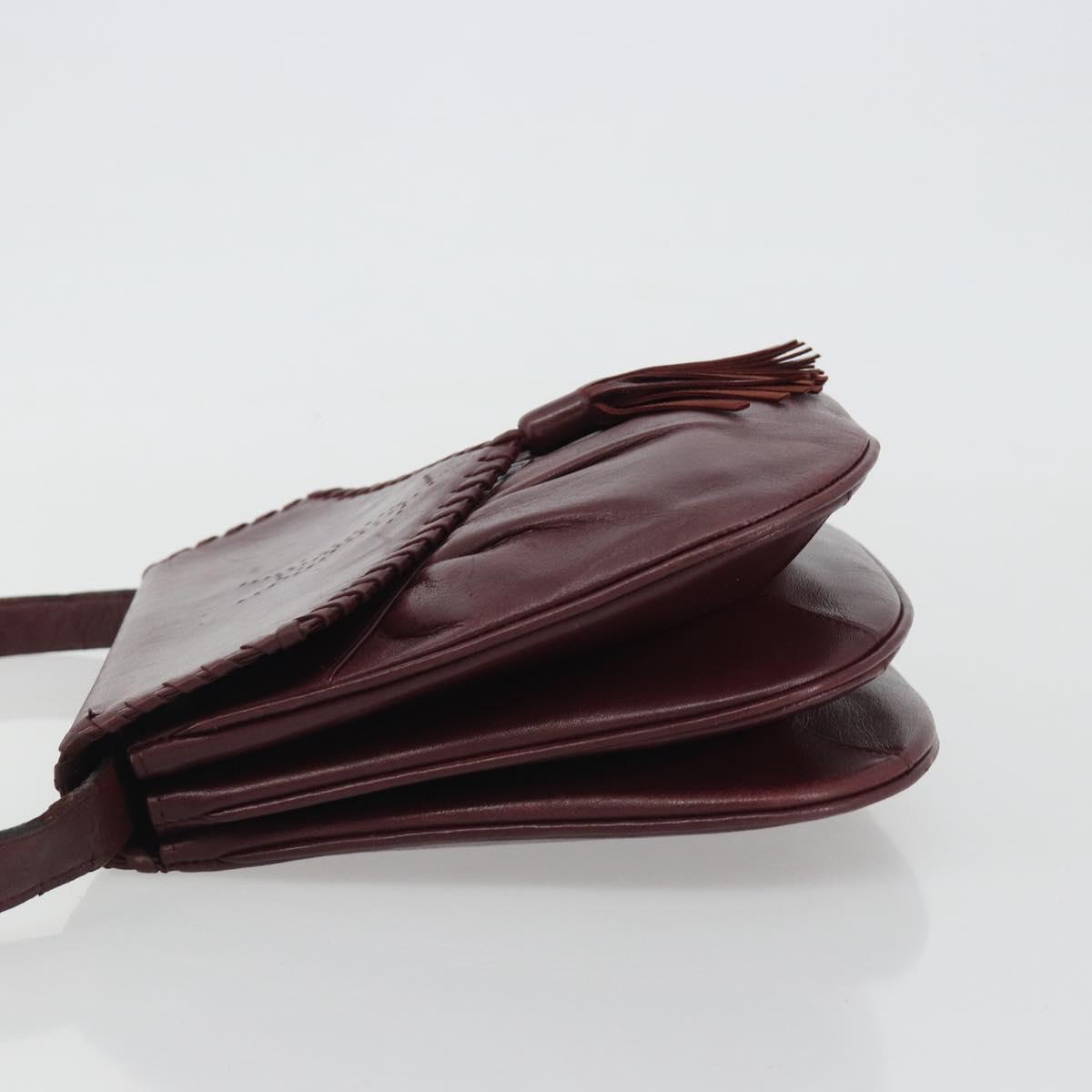 SAINT LAURENT Shoulder Bag Leather Bordeaux Auth bs35835