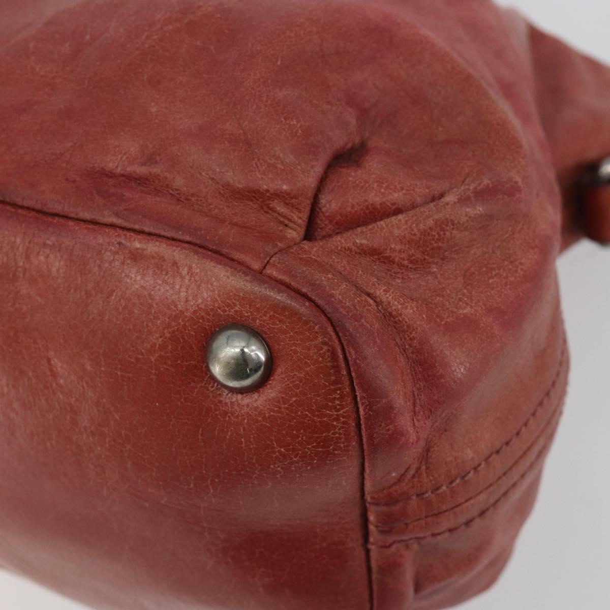 Miu Miu Hand Bag Leather Red Silver Auth bs35836