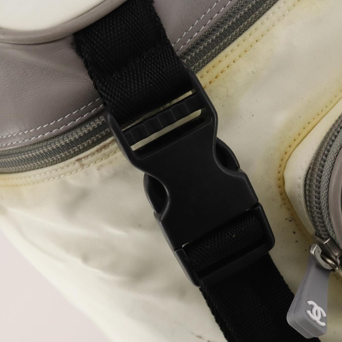 CHANEL Sports Line Backpack White Gray CC Auth bs35854