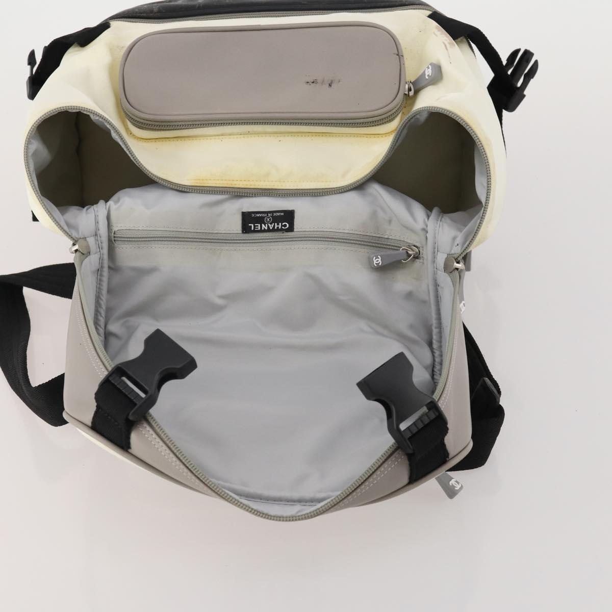 CHANEL Sports Line Backpack White Gray CC Auth bs35854