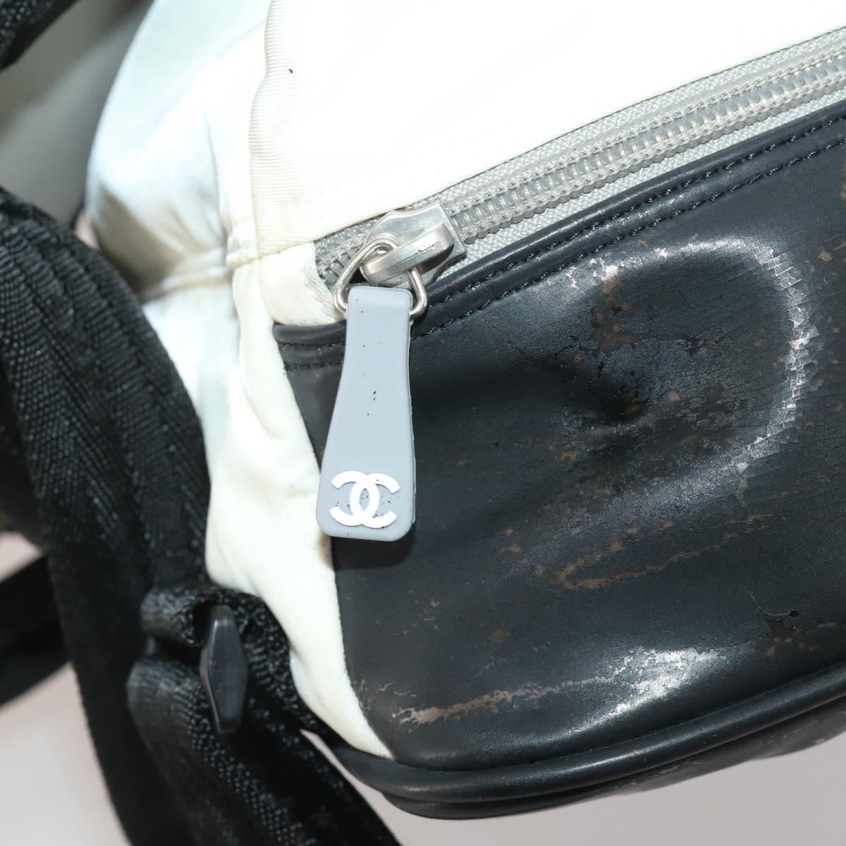 CHANEL Sports Line Backpack White Gray CC Auth bs35854