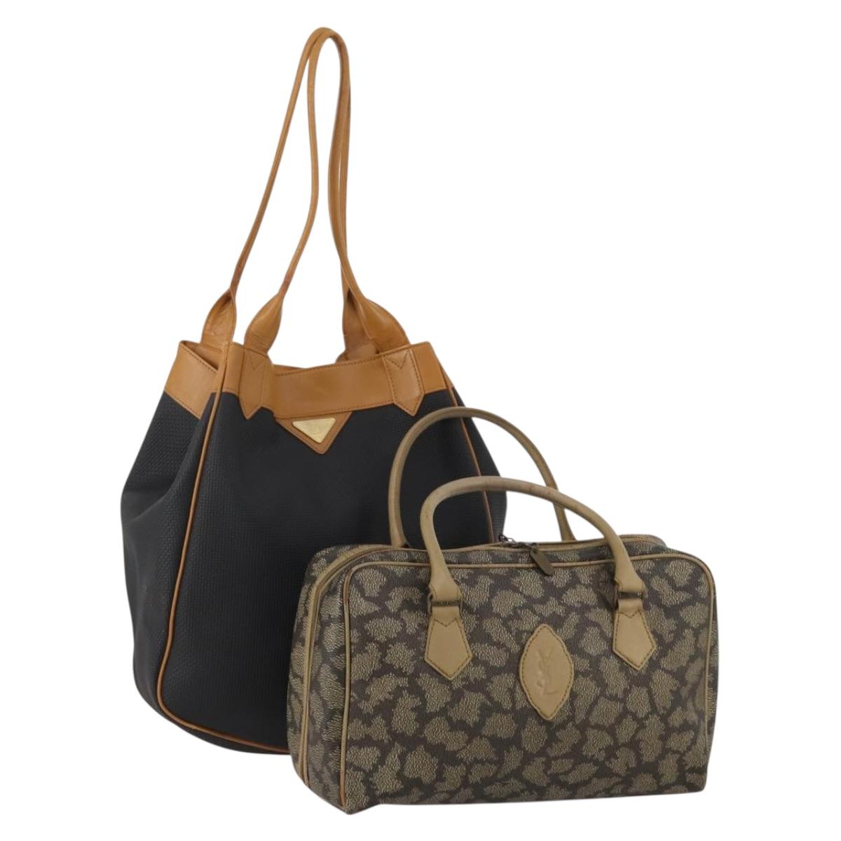 SAINT LAURENT Hand Bag PVC 2 Set Navy Auth bs35856