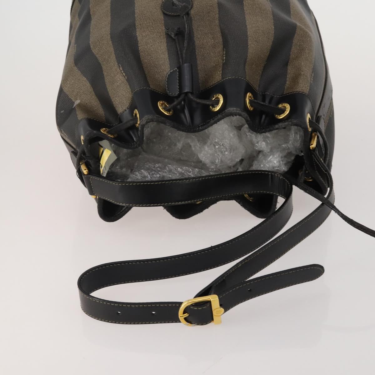 FENDI Pecan Shoulder Bag PVC 2 Set Brown Black Auth bs35857