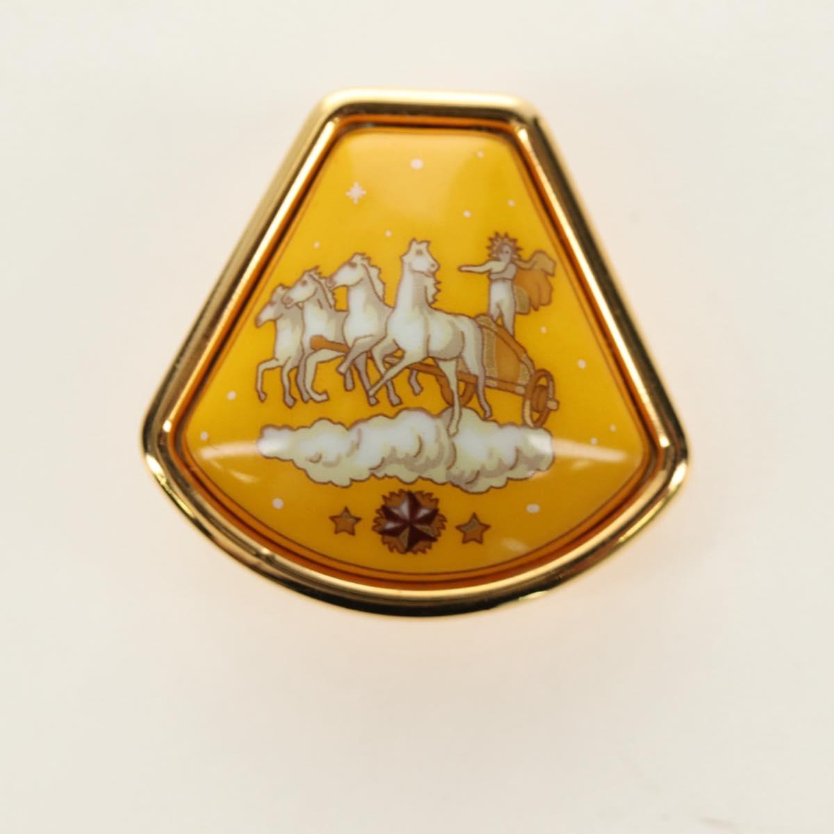 HERMES Earring Metal Gold Yellow Auth bs35859M