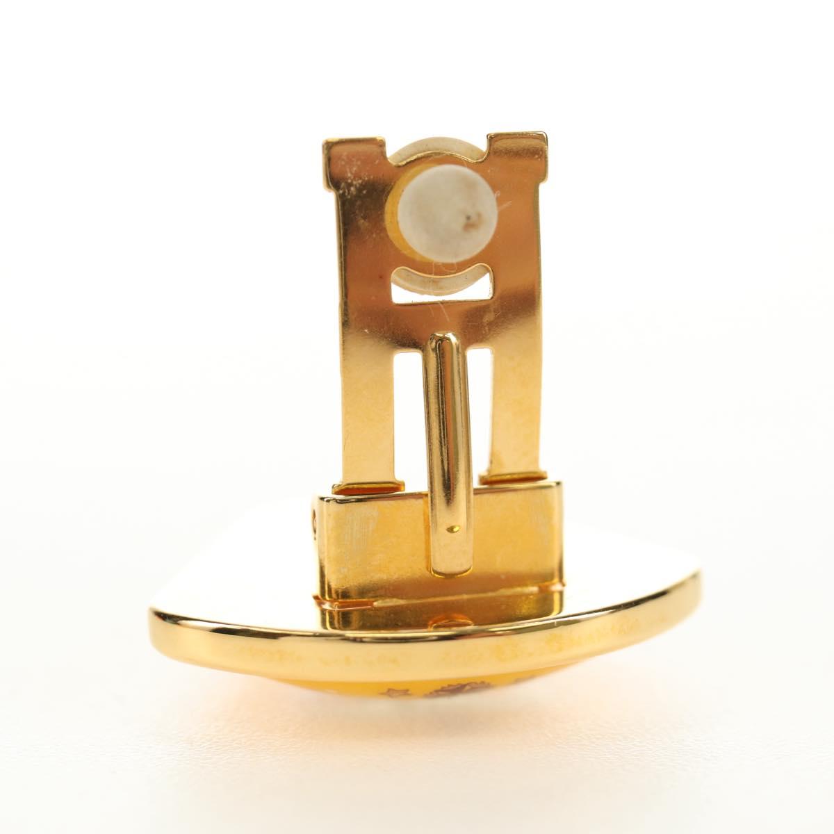 HERMES Earring Metal Gold Yellow Auth bs35859M