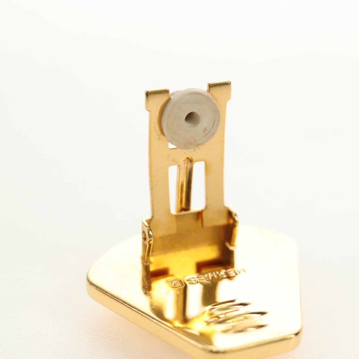 HERMES Earring Metal Gold Yellow Auth bs35859M