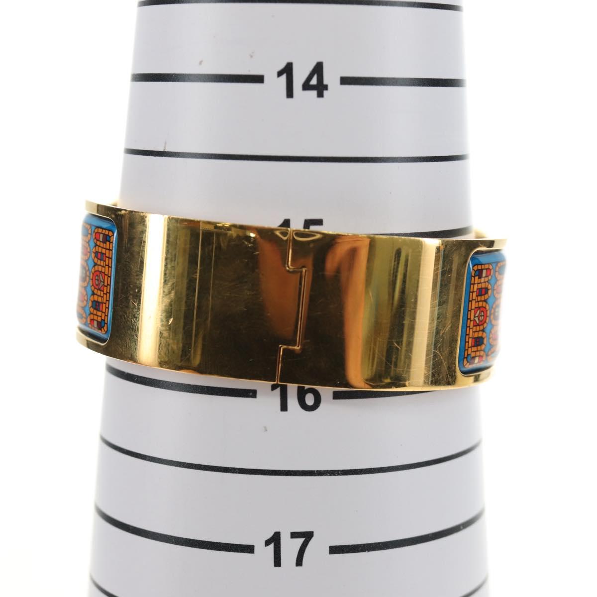 HERMES Emilel GM Bracelet Metal Cloisonne Gold Blue Auth bs35861V
