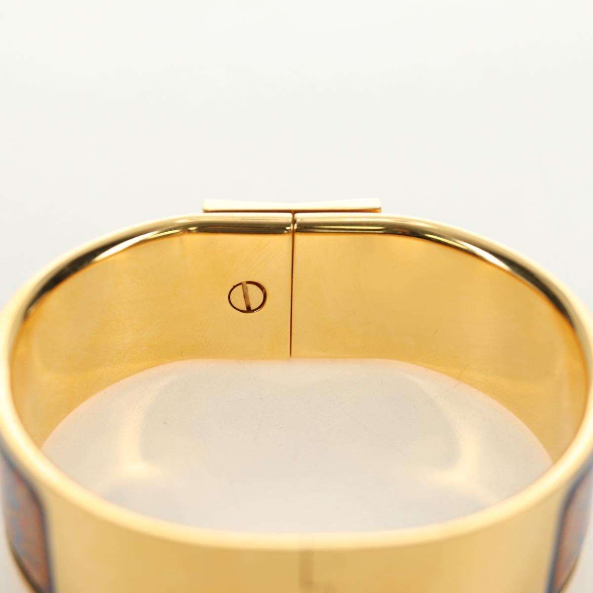 HERMES Emilel GM Bracelet Metal Cloisonne Gold Blue Auth bs35861V