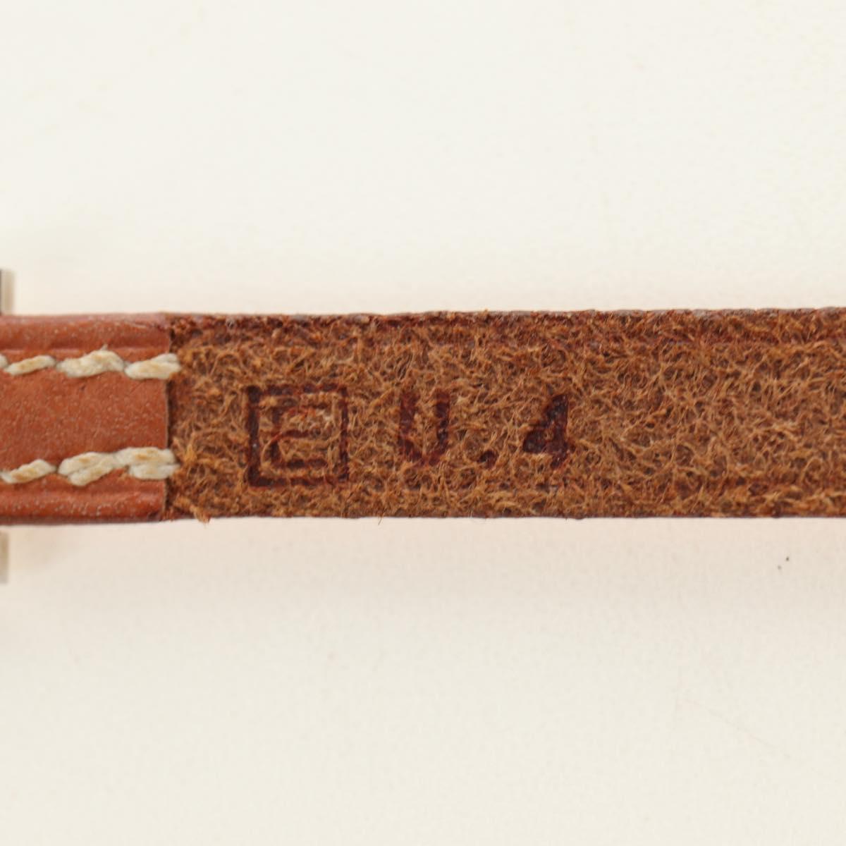 HERMES Appi 3 Bracelet Leather Brown Silver Auth bs35862M